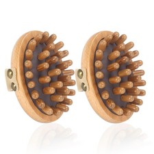 DEBETOOL Wood Therapy Massage Tools - 2-Pack Wooden Meridian Brown