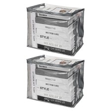 15x9.5x12.6in Clear Storage Bags, 2PCS Plastic Storage Bags with Zipper,L, Gray