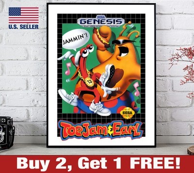 Toejam & Earl Poster 18'' x 24'' Print Retro Sega Genesis Game Room Wall Art