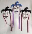 3 Vintage Ceramic Mardi Gras Jester Mask Lot