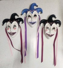  3 Vintage Ceramic Mardi Gras Jester Mask Lot