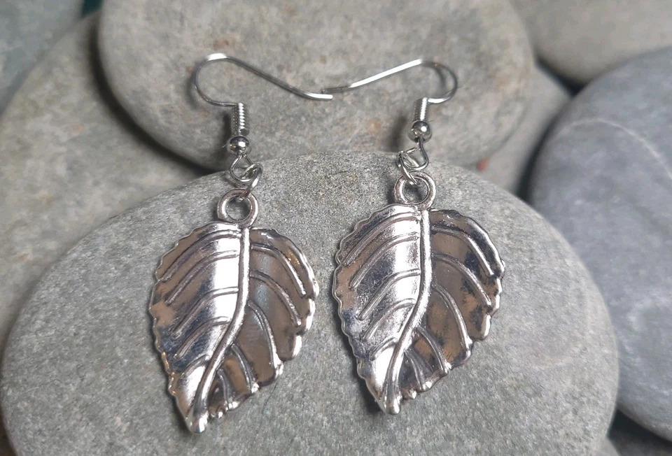 Pendientes hoja plata tibetana hojas filigrana colgantes Foto 4 de 4