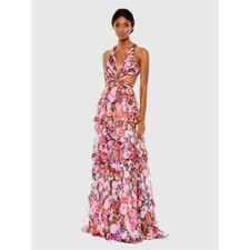 Mac Duggal 68076 Multicolor Ruffled Cut Out Sleeveless Gown Size 8 NWT