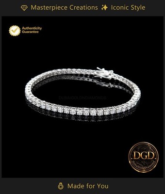 Natural Diamond Engagement Tennis Bracelet 14K White Gold Round Cut