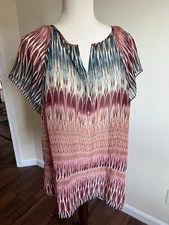 a.n.a. A New Approach Women's Ikat Print Blouse