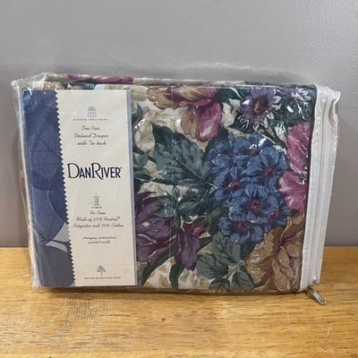 Vtg Dan River Heirloom Bouquet Floral Drapes 84x84 Cottagecore Window Set NEW