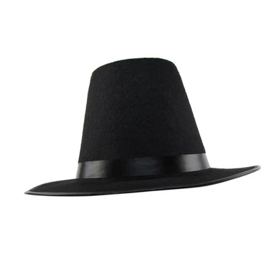 Colonial Pilgrim/Puritan Tall Black Wide Brim Hat Thanksgiving/Halloween Costume - Image 1 of 2