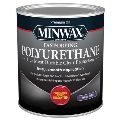 Minwax Fast Drying Polyurethane Wood Finish Warm Satin 1 Quart Clear Coat