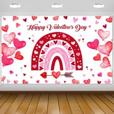 Happy Valentine's Day Banner Love Hearts Valentines Day Decorations Backdrop Swe