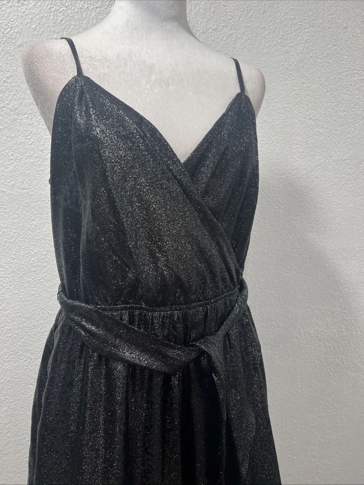 Vestido Express Negro Brillo Hi Lo Abrigo Talla L Fiesta Gótico Núcleo Discoteca Foto 3 de 4