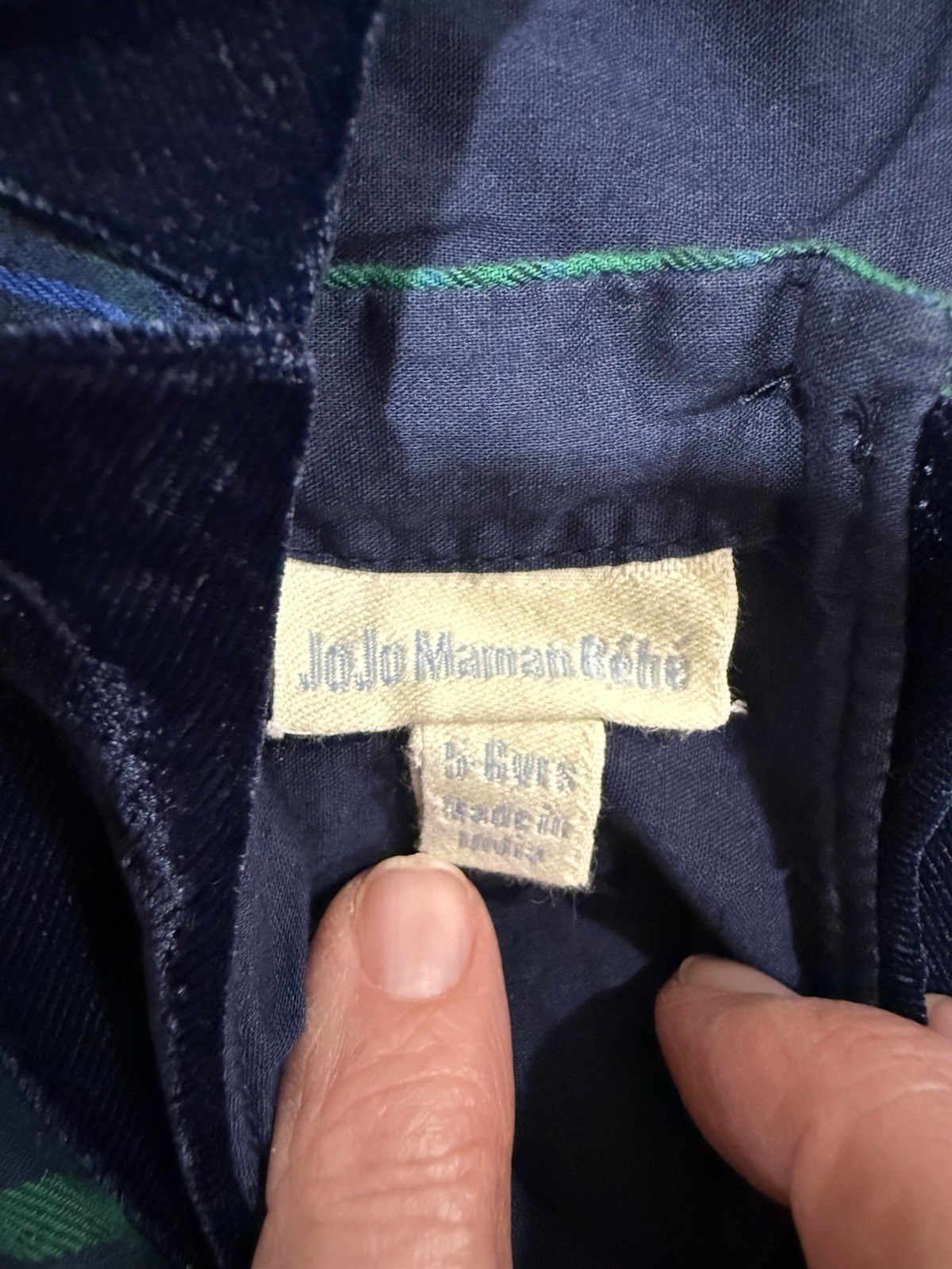 JoJo Maman Bebe Navy & Green Plaid Party Dress, Toddler Size 5-6 Yrs Holiday