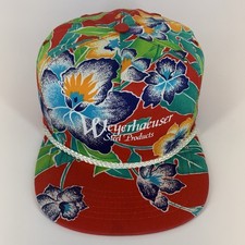 Vintage Weyerhaeuser Steel Products Hat San Sun Snapback Floral Rope Trucker Cap
