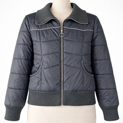 Roxy Womens Full Zip Quilted Puffer Jacket Black Size L Bomber Ski Snowboard