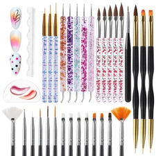 Artdone Nail Dotting Tools 32PCS Double-ended Nail Art Brushes Kit Nail Art Gel 