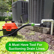 - AC Drain Line Cleaner Adapter Evacuates Unclog HVAC to PVC Tool Universal Fit