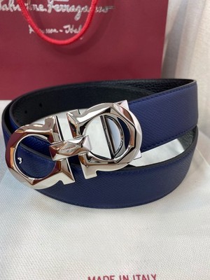 SALVATORE FERRAGAMO Herren-Wendegürtel mit silberner Schnalle