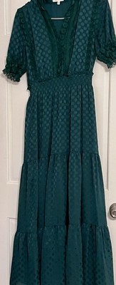 Womens Maxi Dress Emerald Green Lace Enhanced Max Studio Size Small | eBay