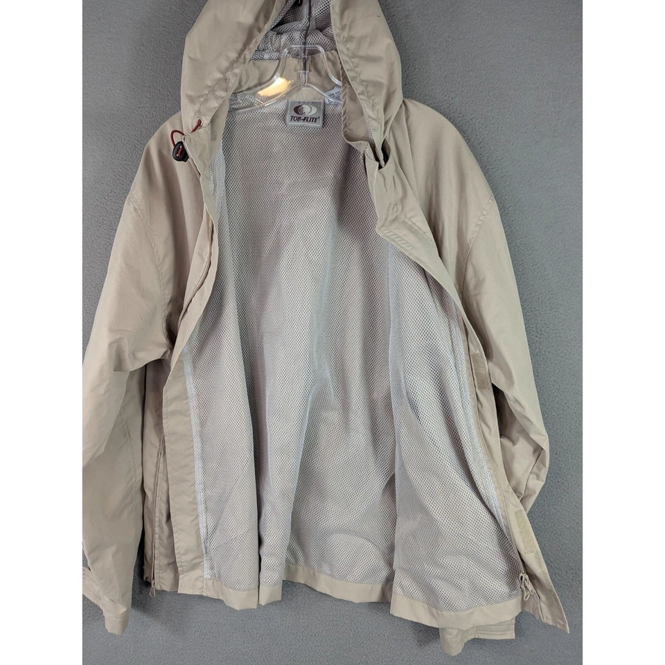 Jaqueta Top-Flite Masculina M Zíper Completo com Capuz Golfe Microfibra Bege Atlético Externo - Imagem 4 de 4
