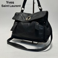 Borsa a tracolla Yves Saint Laurent Muse due in pelle 2WAY nera usata Giappone