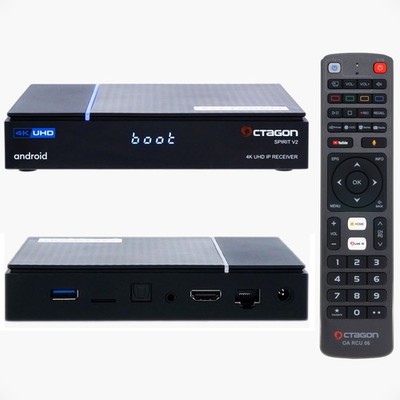 OCTAGON SPIRIT V2 PRO 4K UHD HDR10+ ANDROID TV OTT IP MEDIA STREAMING BOX 5G WLA