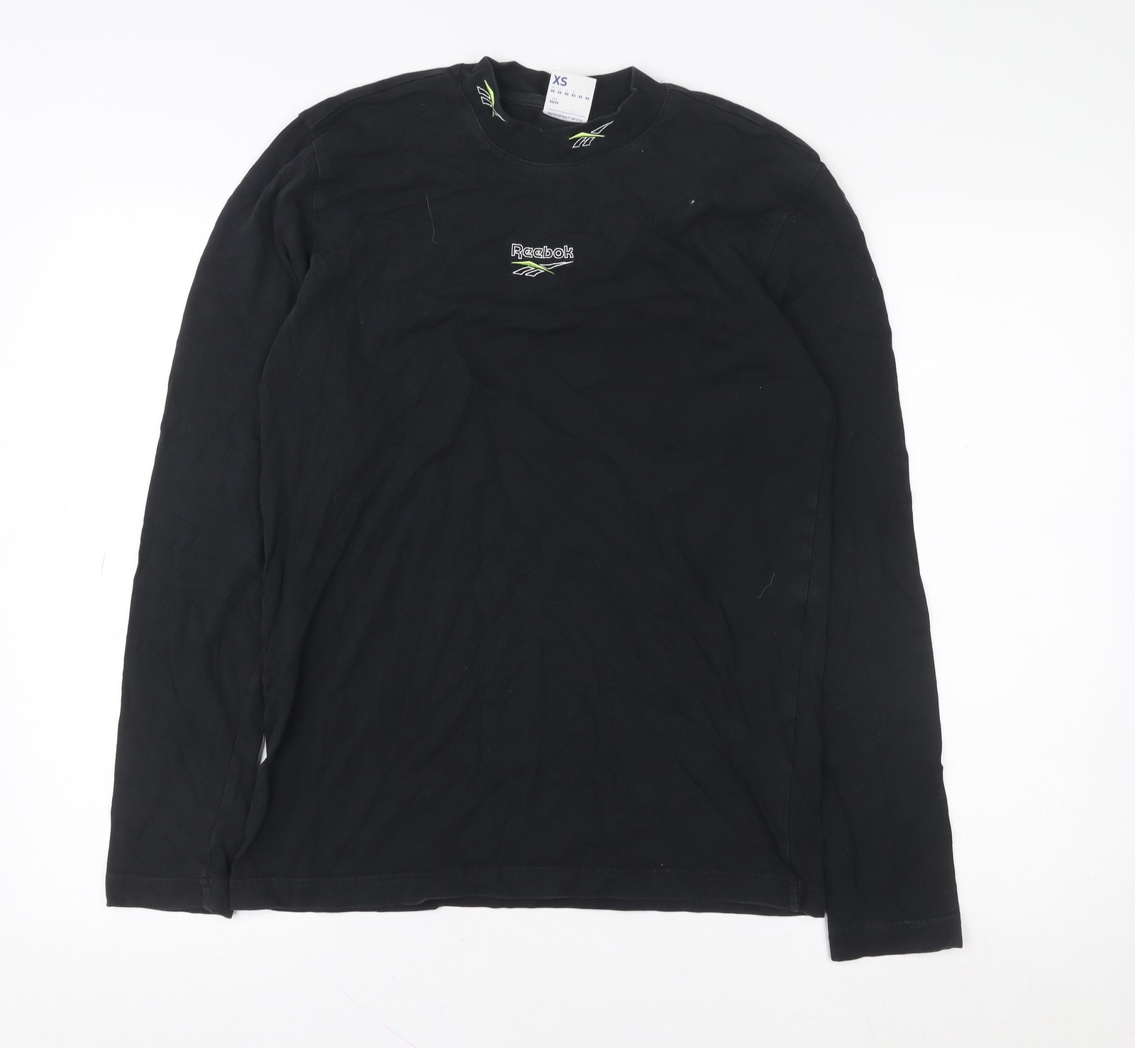 Top informal de algodón de manga larga Reebok XS negro para hombre