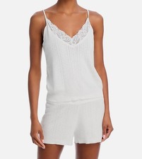 PJ Salvage Women's White Sweetheart Pointelle Pajama Set Sleepwear Size L