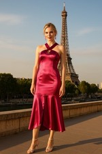 Aidan by aidan mattox satin cross halter dress, size 2,$175 new Dec Sale