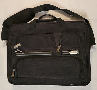 Samsonite Briefcase 1910 Laptop Black Nylon Luggage Business Bag Strap