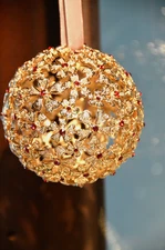 L'Objet 24K Gold-Plated Garland Globe Christmas Ornament/ red Swarovski Crystals