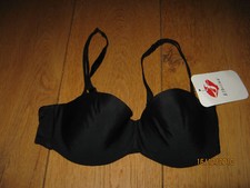 ELBRINA BLACK PADDED UNDERWIRED PLUNGE BRA 32 34 NEW