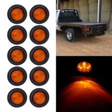 10X2.5" ROUND 4LED TRUCK TRAILER SIDE MARKER CLEARANCE TURN TAIL LIGHT KIT AMBER