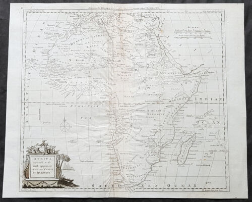 1782 Thomas Kitchin Duża oryginalna antyczna mapa Afryki - Zdjęcie 1 z 1