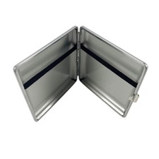 PU Leather Cover Metal Cigarette Case Box Double Sided Clip for 20 Cigarette