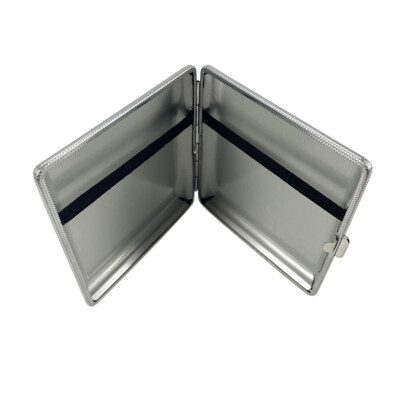 PU Leather Cover Metal Cigarette Case Box Double Sided Clip for 20  Cigarette