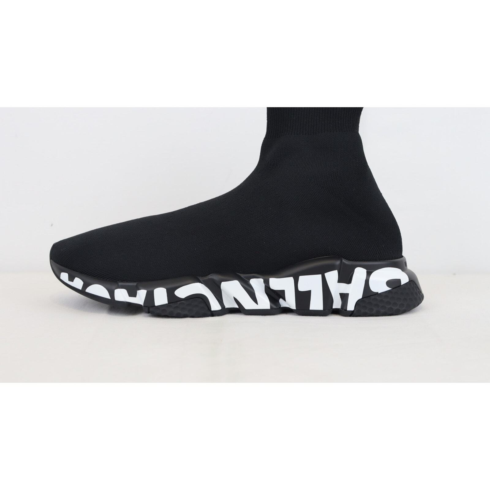 Balenciaga  Knit Graffiti Sole Speed LT Graffiti Sneakers in Black , BNIB 45 image 3
