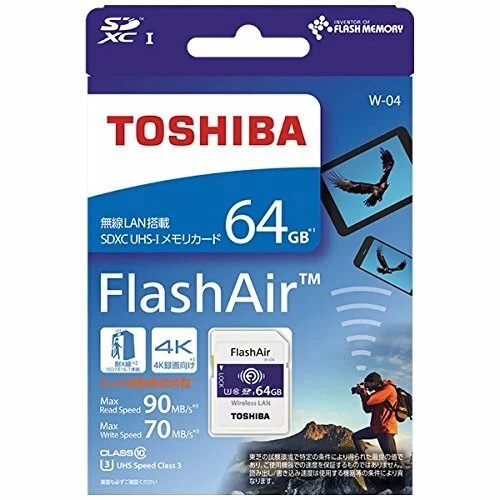 Toshiba Flash Air Wifi SDXC Memory Card 64GB Class10 UHS-1 SD-UWA064G