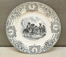 Ancienne Assiette Napoléon Bonaparte en Faïence Boch la Louvière 18 Février 1814