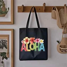 Tote Bag Aloha Floral Design Printed Canvas Sholder Bag Lightweight 1pc