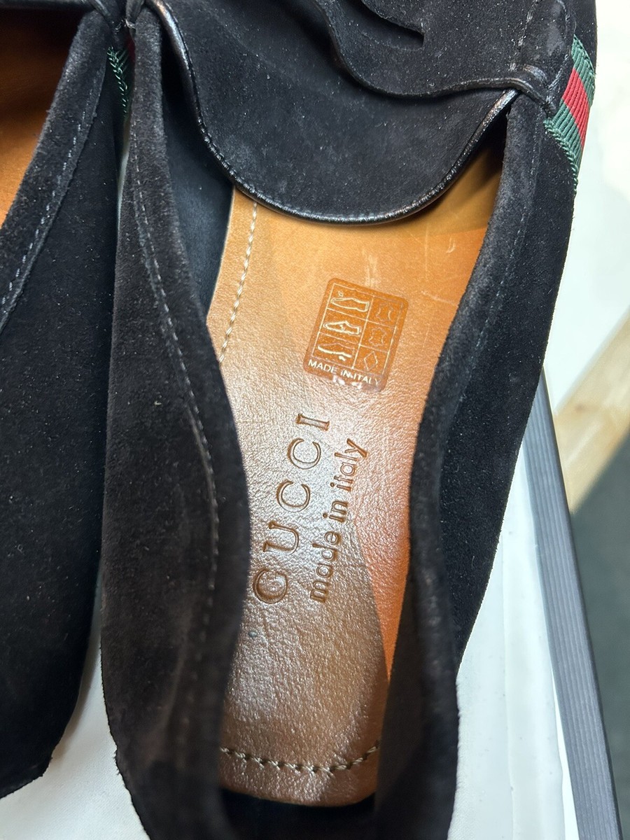 Gucci Web Accent Black Suede Drivers Size 9 UK 9.5 US Men’s Loafers 566294 View 5