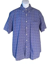 DANIEL CREMIEUX Men's Short Sleeve Button Floral Shirt Purple XL