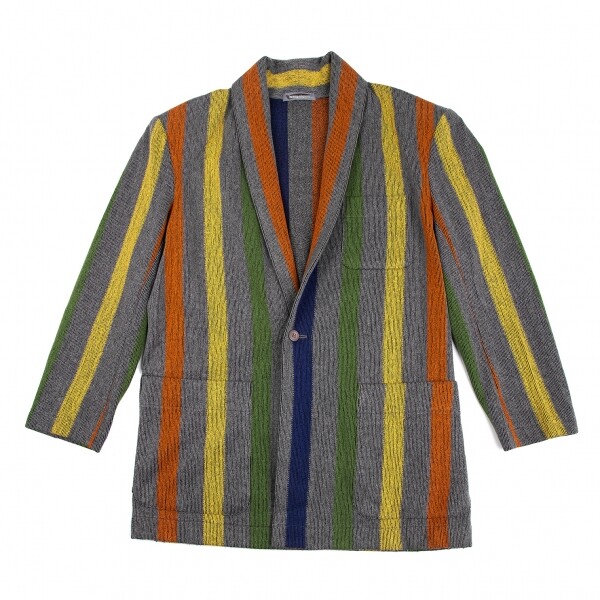 ISSEY MIYAKE MEN Multi Color Stripe Knit Jacket Size M(K