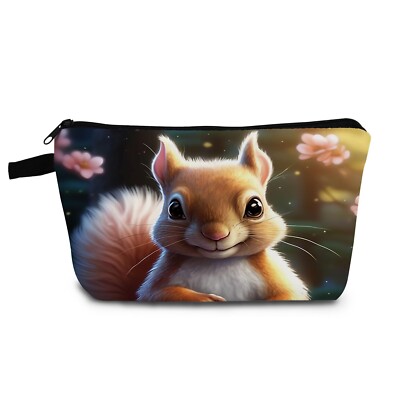 Smiling Squirrel Present Squirrels Makeup Bag Cute Small Organizer Bag with Z...