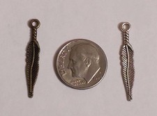 Pkg of 10 FEATHER Pendant CHARMS 1-1/8" x 3/16" each