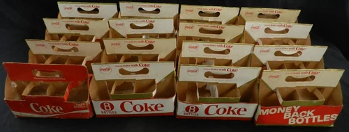 Coke Vintage 8 Pack Cardboard Bottle Carrier / Caddy, Coca-Cola Lot of 16
