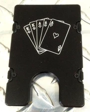 Mens Aluminum Wallet,RFID protection, Black anodized, Cards, Full House