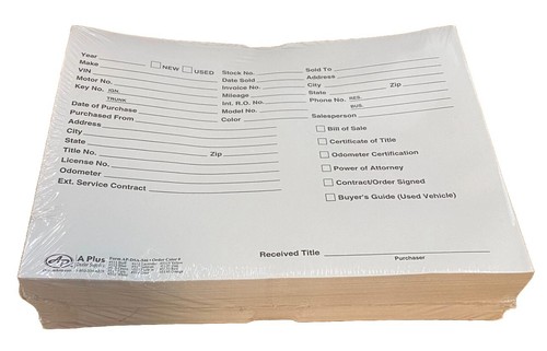 Vehicle Deal Jackets • White Envelope for Auto Sales DSA-546 • Qty 100 (P6) - Picture 3 of 3