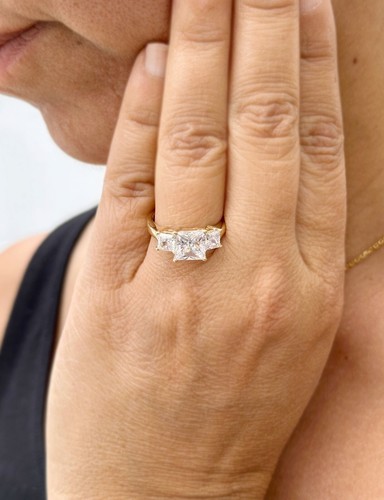 IGI Certified 14k Solid Yellow Gold Princess Cut Diamond Engagement Ring 3.00ct - Picture 9 of 14