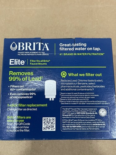 NEW BRITA Faucet Elite Chrome Replacement Filter 2-Pack  Remove 99% of Lead - Bild 3 von 3