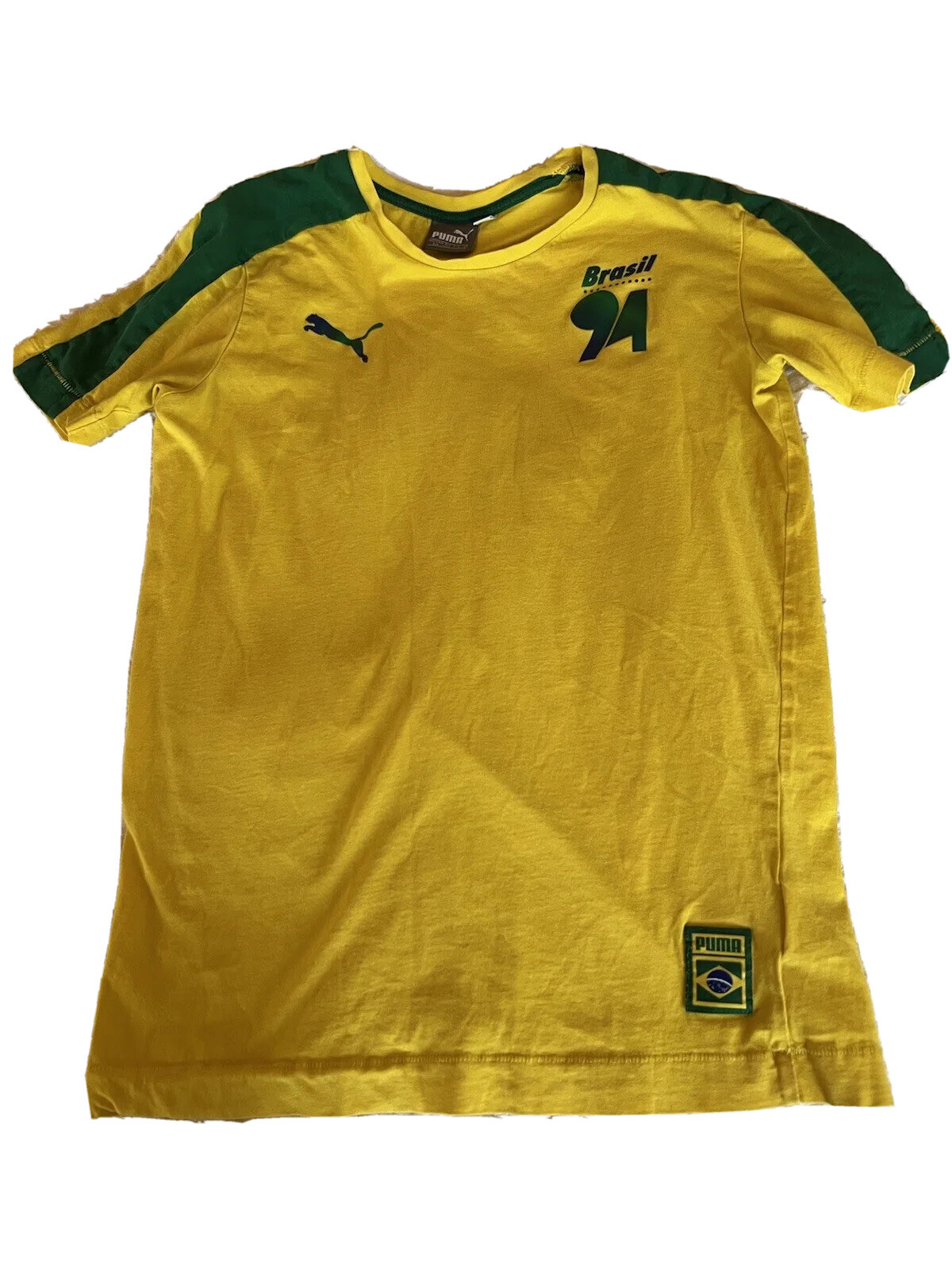 PUMA Mens Forever Football T7 T-Shirt Size: Small, Color Dandelion-(Brazil) thumbnail 4