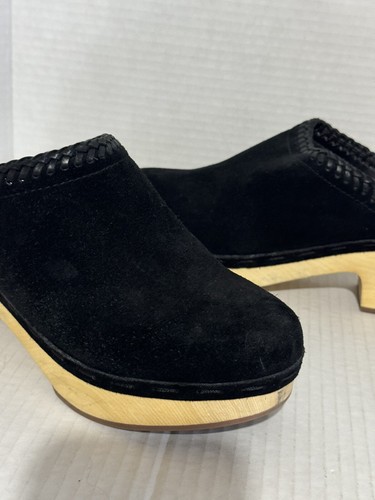 FRYE & CO ODESSA SCHWARZE WILDLEDER HOLZ PANTOLETTE CLOG SCHUHGRÖSSE 6,5 - Bild 2 von 5